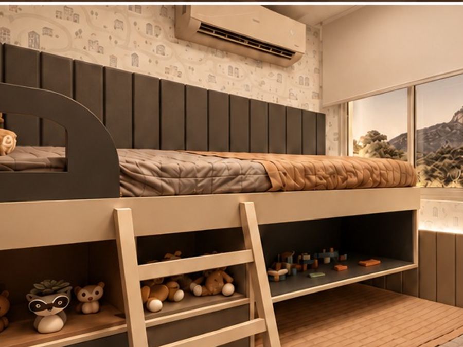 Quarto infantil com beliche e marcenaria planejada sob medida